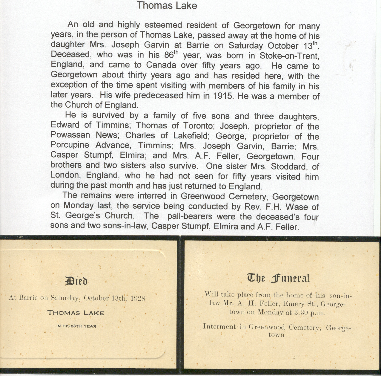 obituary thomas lake